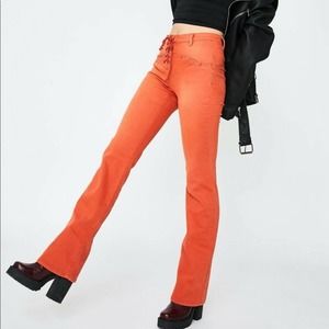 Free People Orange Eva Lace up Boot Cut Pantsss